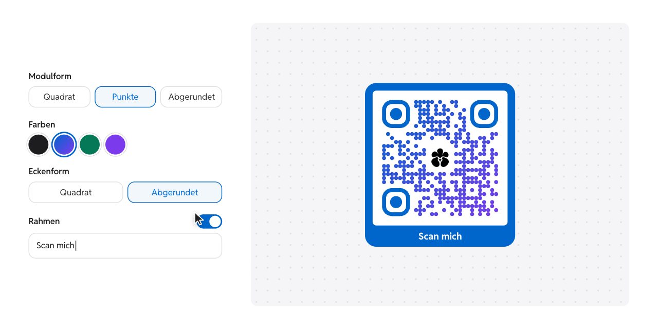 Einen QR-Code gestalten: Formen, Farben, Ecken und Rahmen